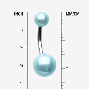 Detail View 1 of Pearlescent Luster Basic Belly Button Ring-Aqua